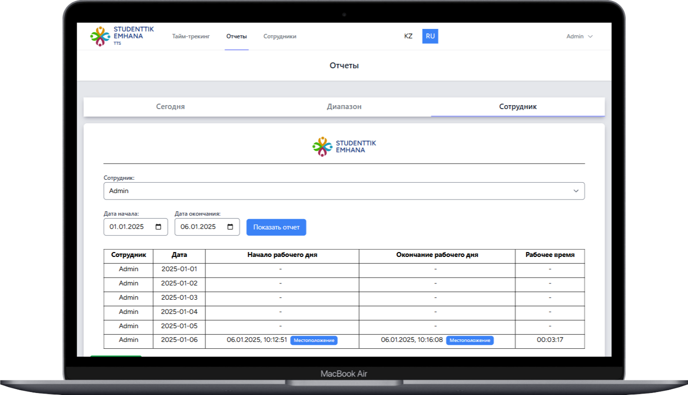 Studenttik emhana / TTS (Time tracking system)